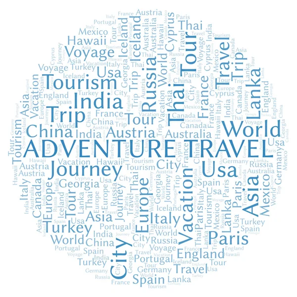 Aventure Voyage Mot Nuage Wordcloud Fait Avec Texte Seulement — Photo