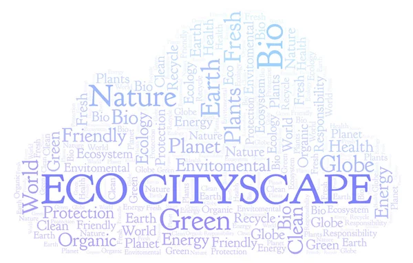 Eco Cityscape Palabra Nube Wordcloud Hecho Solo Con Texto —  Fotos de Stock