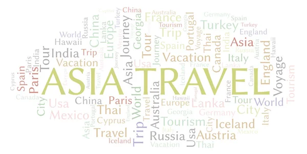 Ázsia Travel Szó Felhő Wordcloud Készült Csak Szöveg — Stock Fotó