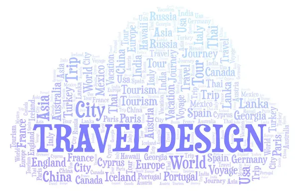 Travel Design Parola Nuvola Wordcloud Realizzato Solo Con Testo — Foto Stock