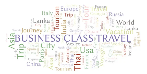 Business Class Viajes Nube Palabras Wordcloud Hecho Solo Con Texto — Foto de Stock