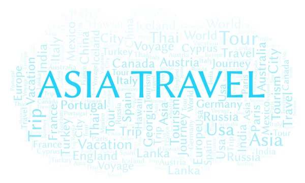 Ázsia Travel Szó Felhő Wordcloud Készült Csak Szöveg — Stock Fotó