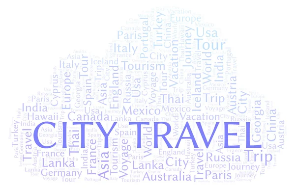 City Travel Parola Nuvola Wordcloud Realizzato Solo Con Testo — Foto Stock