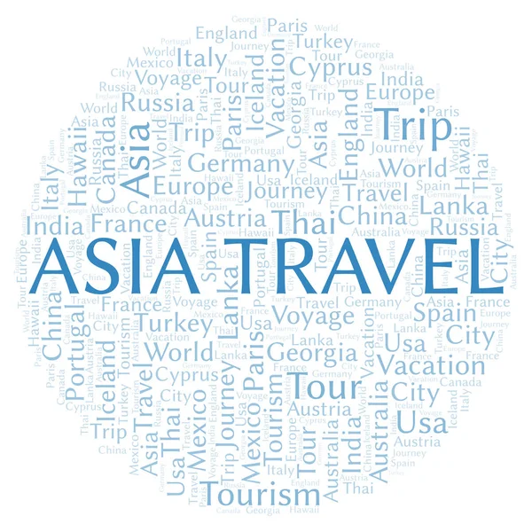 Азія Подорожі Слово Хмара Wordcloud Зроблені Лише Текст — стокове фото