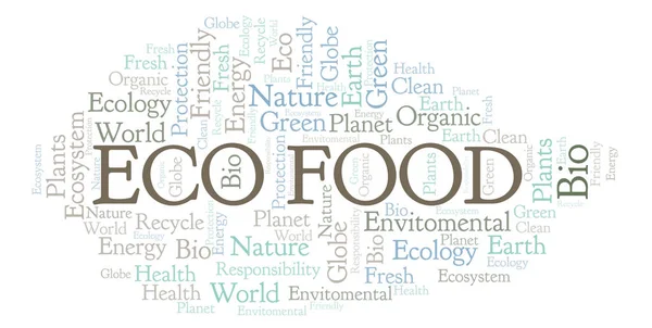 Eco Food Heart Shape Слово Облако Wordcloud Made Text Only — стоковое фото