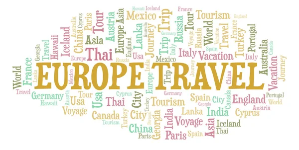 Europa Viagem Nuvem Palavras Wordcloud Feito Apenas Com Texto — Fotografia de Stock