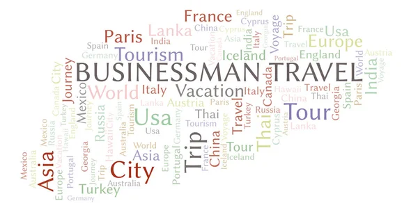 Üzletember Utazási Szó Felhő Wordcloud Készült Csak Szöveg — Stock Fotó