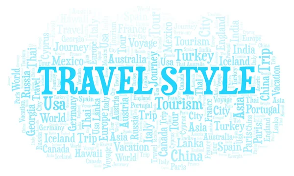 Reizen Style Word Cloud Wordcloud Gemaakt Met Alleen Tekst — Stockfoto