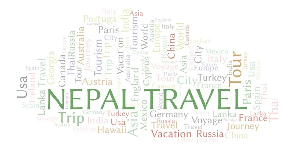 Nepal Viagem Nuvem Palavras Wordcloud Feito Apenas Com Texto — Fotografia de Stock