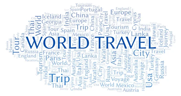 Облако Слов World Travel Wordcloud Made Text Only — стоковое фото
