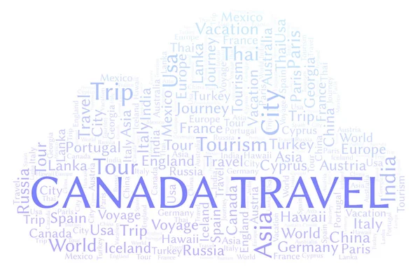 Canada Viaggio Parola Nube Wordcloud Realizzato Solo Con Testo — Foto Stock