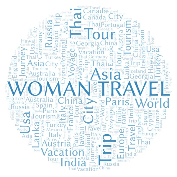 Woman Travel word cloud. Wordcloud made with text only.