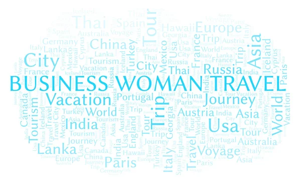 Business Woman Travel Nuvem Palavras Wordcloud Feito Apenas Com Texto — Fotografia de Stock