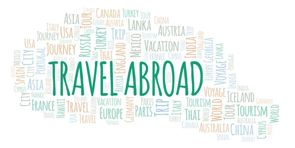 Travel Abroad Word Cloud Wordcloud Made Text Only — Stock Photo, Image