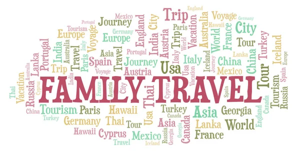 Family Travel Nuvem Palavras Wordcloud Feito Apenas Com Texto — Fotografia de Stock