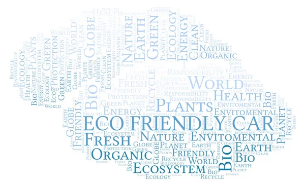 Eco Barátságos Autó Szó Felhő Wordcloud Készült Csak Szöveg — Stock Fotó