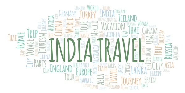 Ινδία Ταξιδιωτικοί Σύννεφο Λέξεων Wordcloud Γίνεται Κείμενο Μόνο — Φωτογραφία Αρχείου