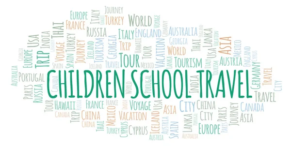Niños Escuela Viajes Palabra Nube Wordcloud Hecho Solo Con Texto — Foto de Stock