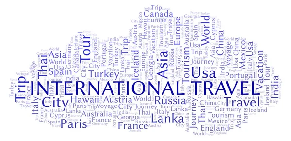 Σύννεφο Λέξεων International Travel Wordcloud Γίνεται Κείμενο Μόνο — Φωτογραφία Αρχείου