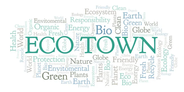 Eco Město Slovo Mrak Wordcloud Pouze Text — Stock fotografie