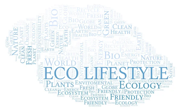Eco Lifestyle Palabra Nube Wordcloud Hecho Solo Con Texto —  Fotos de Stock