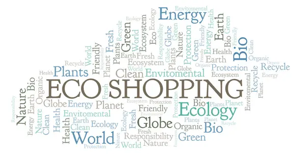 Eco Shopping Word Cloud Wordcloud Gemaakt Met Alleen Tekst — Stockfoto
