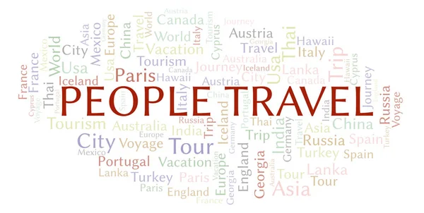Pessoas Viajam Nuvem Palavras Wordcloud Feito Apenas Com Texto — Fotografia de Stock