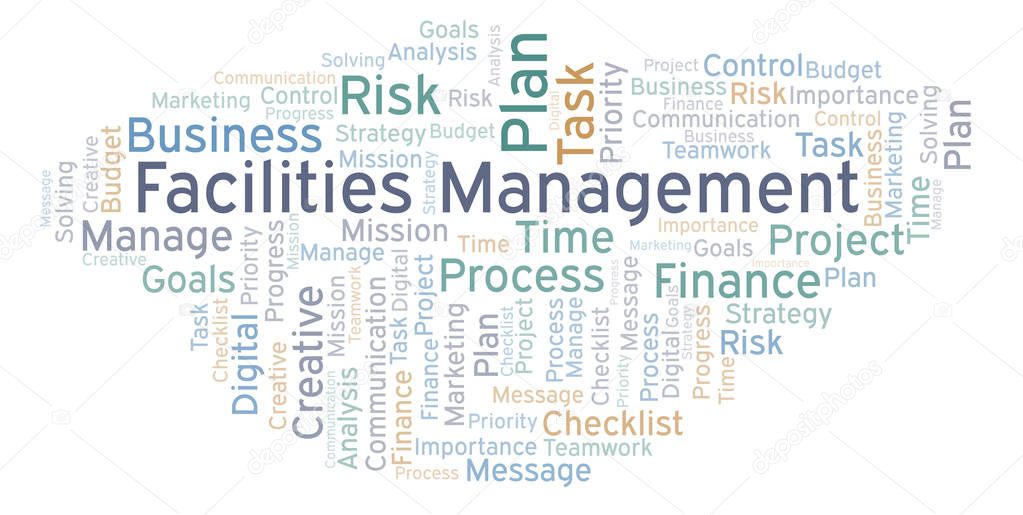 Facilities Management word cloud, made with text only