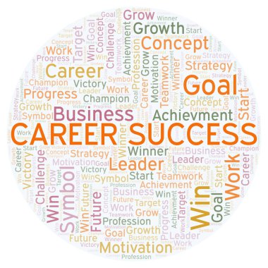 Kariyer başarı kelime bulutu. Yalnızca metin ile yapılan Wordcloud.