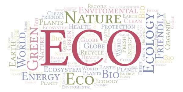 Eco Slovo Mrak Wordcloud Pouze Text — Stock fotografie