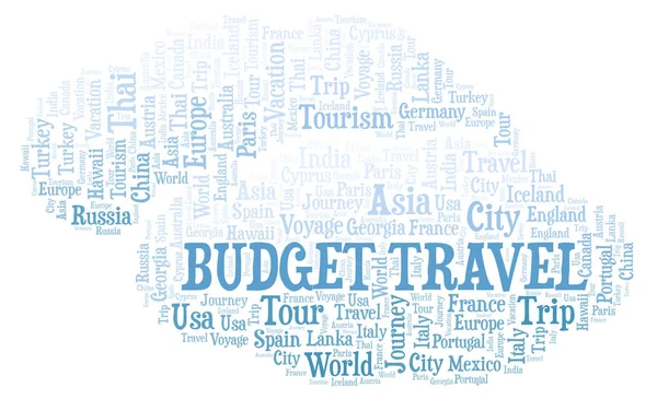 Budget Utazási Szó Felhő Wordcloud Készült Csak Szöveg — Stock Fotó