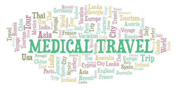 Medical Travel Parola Nuvola Wordcloud Realizzato Solo Con Testo — Foto Stock