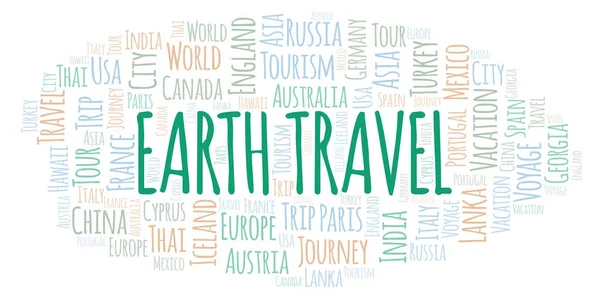 Earth Travel Word Cloud Wordcloud Gemaakt Met Alleen Tekst — Stockfoto