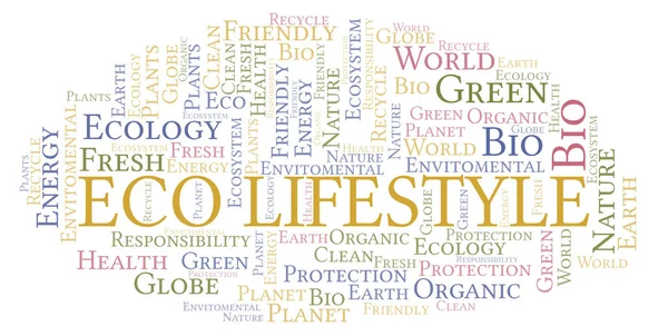 Eco Lifestyle Slovo Mrak Wordcloud Pouze Text — Stock fotografie