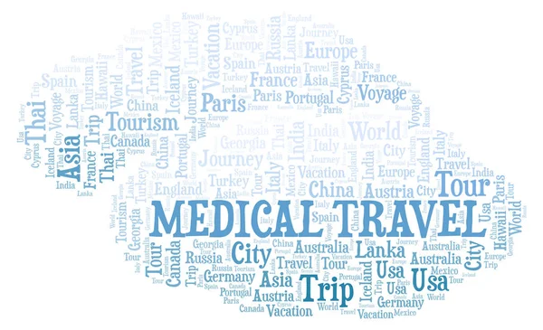 Облако Слов Medical Travel Wordcloud Made Text Only — стоковое фото