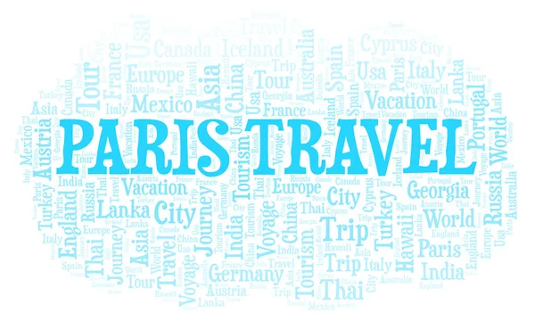 Παρίσι Ταξιδεύουν Σύννεφο Λέξεων Wordcloud Γίνεται Κείμενο Μόνο — Φωτογραφία Αρχείου