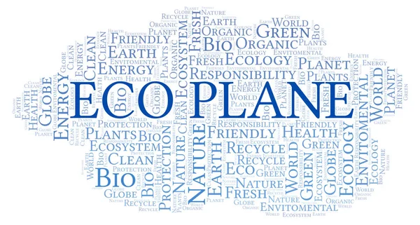 Nuvem Palavras Eco Plane Wordcloud Feito Apenas Com Texto — Fotografia de Stock
