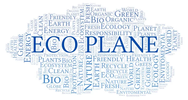 Eco Vliegtuig Word Cloud Wordcloud Gemaakt Met Alleen Tekst — Stockfoto