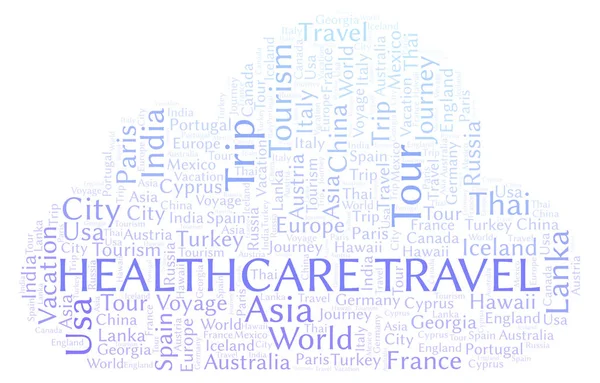 Sağlık Seyahat Kelime Bulutu Yalnızca Metin Ile Yapılan Wordcloud — Stok fotoğraf