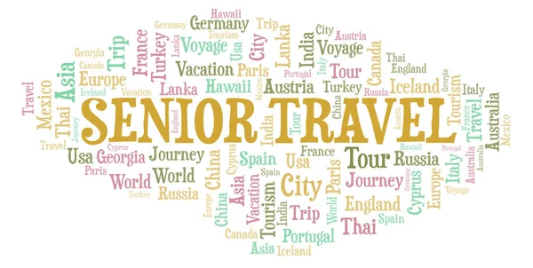 Senior Travel Parola Nuvola Wordcloud Realizzato Solo Con Testo — Foto Stock