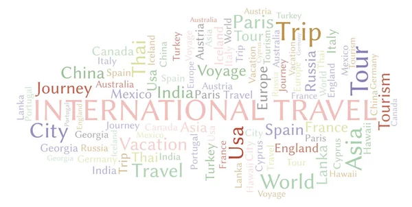 Internationale Reizen Word Cloud Wordcloud Gemaakt Met Alleen Tekst — Stockfoto