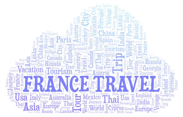 Francia Viaggio Parola Nube Wordcloud Realizzato Solo Con Testo — Foto Stock