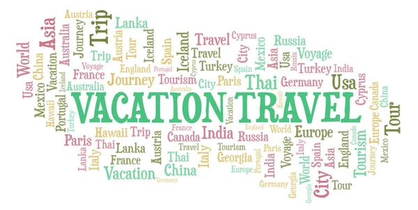 Vacation Travel Nuvem Palavras Wordcloud Feito Apenas Com Texto — Fotografia de Stock