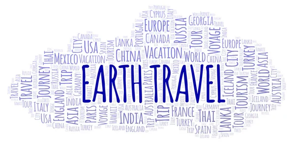 Nube Palabras Earth Travel Wordcloud Hecho Solo Con Texto — Foto de Stock
