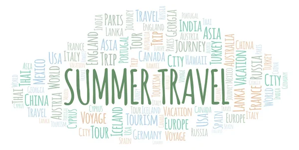 Zomer Reizen Word Cloud Wordcloud Gemaakt Met Alleen Tekst — Stockfoto