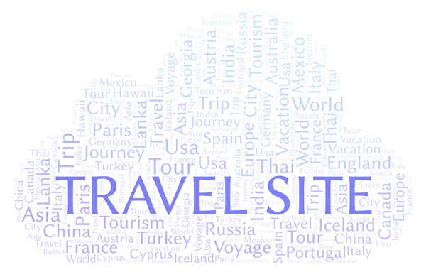 Nube Palabras Travel Site Wordcloud Hecho Solo Con Texto — Foto de Stock