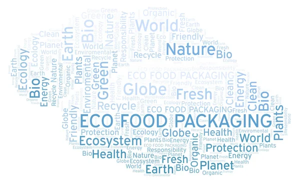 Balení Potravin Eco Slovo Mrak Wordcloud Pouze Text — Stock fotografie