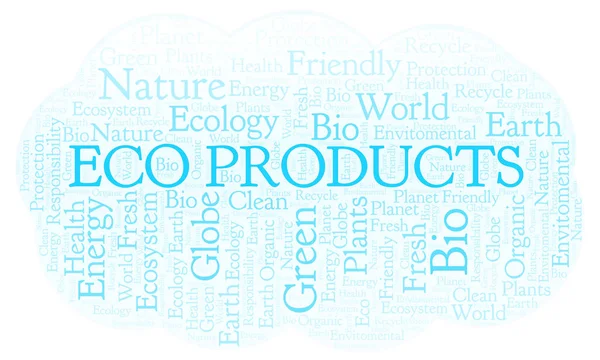 Eco Products Parola Nuvola Wordcloud Realizzato Solo Con Testo — Foto Stock