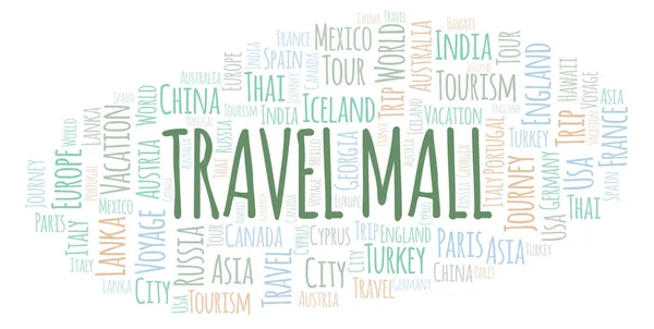 Σύννεφο Λέξεων Travel Mall Wordcloud Γίνεται Κείμενο Μόνο — Φωτογραφία Αρχείου