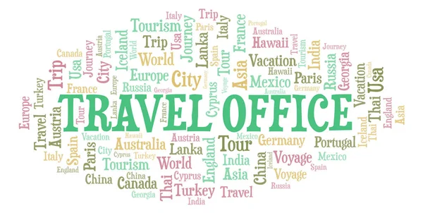 Travel Office Nuvem Palavras Wordcloud Feito Apenas Com Texto — Fotografia de Stock